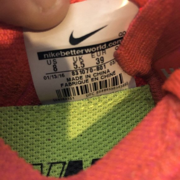 Nike Womens Free RN Flyknit 831070-801 Orange Running Shoes Sneakers Size 8 - Picture 6 of 6